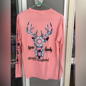 Simply Southern Collection Pink Love Deerly Cotton Top Size S